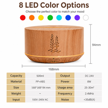 Load image into Gallery viewer, 500ml Flame Diffuser | 8 LED Colors | Ultrasonic Humidifier &amp; Aromatherapy