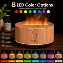 Load image into Gallery viewer, 500ml Flame Diffuser | 8 LED Colors | Ultrasonic Humidifier &amp; Aromatherapy