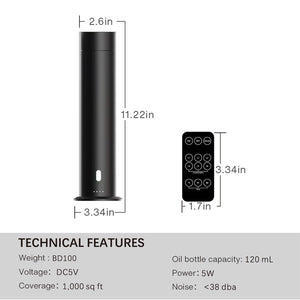 Large Cold  Waterless diffuser with Control Portable, Rechargeable.(3) Free oils 15 ml bottle included.