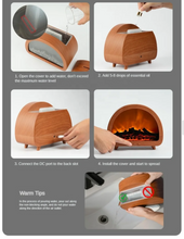 Load image into Gallery viewer, Ultrasonic Diffuser Humidifier with Flame &amp; Aurora Lights .