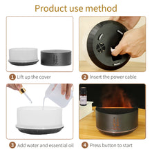 Load image into Gallery viewer, 500ml Flame Diffuser | 8 LED Colors | Ultrasonic Humidifier &amp; Aromatherapy