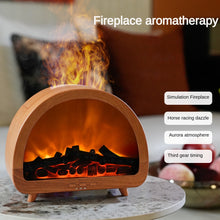 Load image into Gallery viewer, Ultrasonic Diffuser Humidifier with Flame &amp; Aurora Lights .