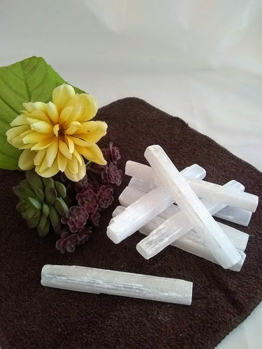 Selenite sticklets mineral stone.