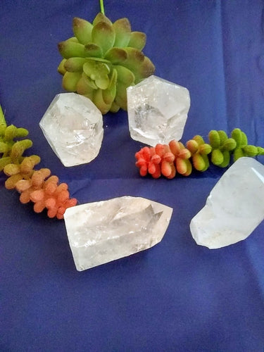 Quartz point cut base mineral stone.