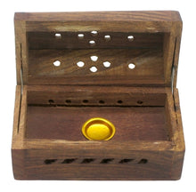 Load image into Gallery viewer, Small Wooden Coffin Incense Burner for incense cones