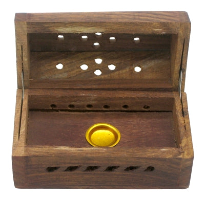 Small Wooden Coffin Incense Burner for incense cones