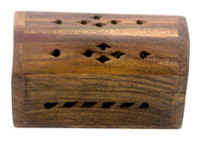 Load image into Gallery viewer, Small Wooden Coffin Incense Burner for incense cones