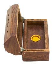 Load image into Gallery viewer, Small Wooden Coffin Incense Burner for incense cones
