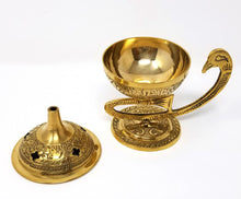 Load image into Gallery viewer, Brass Peacock Burner 4&quot;  cone and charcoal incense burner